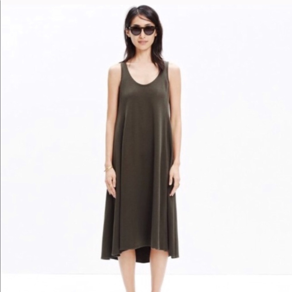 NWT Madewell Swing Tank Midi Dress Small Ash Green Lagenlook Minimalist Capsule‎